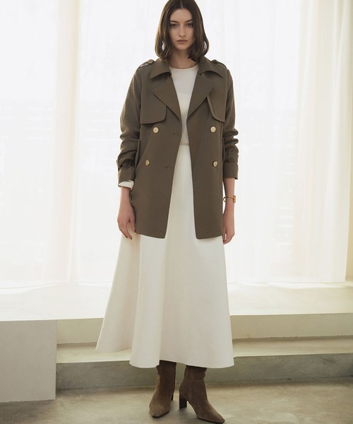 「LOWO」 「flolia」トレンチコート M ベージュ レディース_画像3