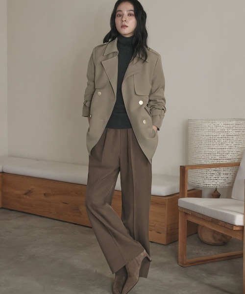 「LOWO」 「flolia」トレンチコート M ベージュ レディース_画像5