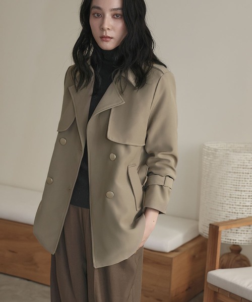 「LOWO」 「flolia」トレンチコート M ベージュ レディース_画像6