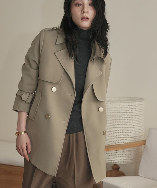 「LOWO」 「flolia」トレンチコート M ベージュ レディース_画像7