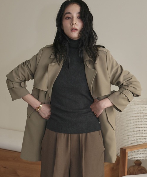 「LOWO」 「flolia」トレンチコート M ベージュ レディース_画像8