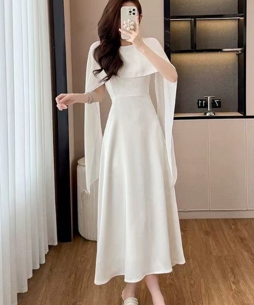 Lana821 ワンピース ケープデザイン フレアワンピース : ZOZOTOWN