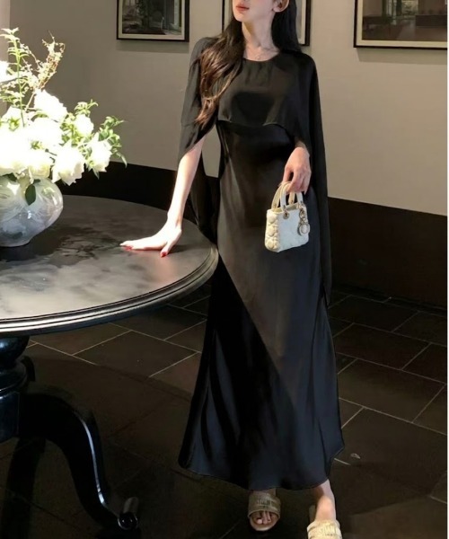 Lana821 ワンピース ケープデザイン フレアワンピース : ZOZOTOWN