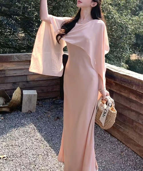 Lana821 ワンピース ケープデザイン フレアワンピース : ZOZOTOWN