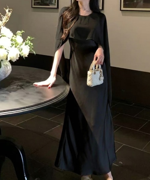 Lana821 ワンピース ケープデザイン フレアワンピース : ZOZOTOWN