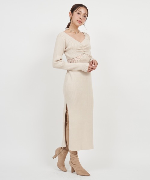 「ROYAL PARTY」 ニットワンピース SHORT ブラック レディース_画像9