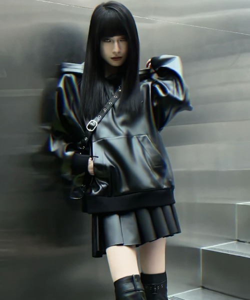 「.KOM」 プルオーバーパーカー M ブラック レディース_画像6