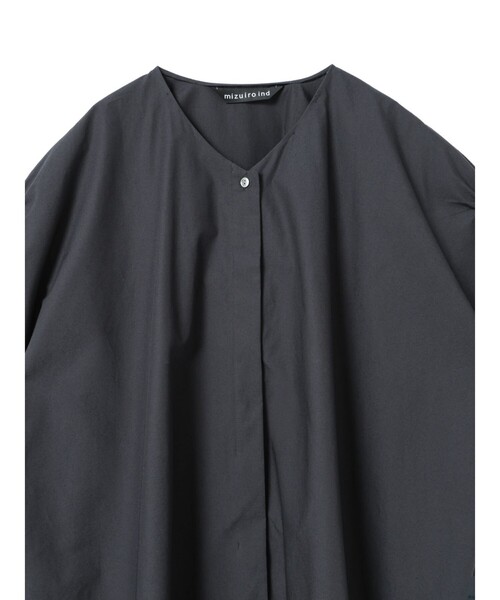 ブラウス シャツ mizuiro ind Vネックワイドチュニックシャツ レディースの画像
