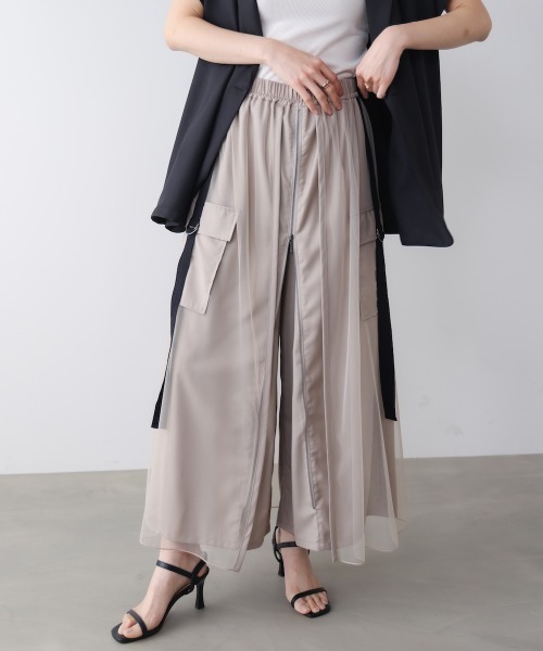 【新品】Bou JeloudチュールドッキングフロントZIPパンツ Bou Jeloud（ブージュルード） ワイドパンツ パンツ チュール