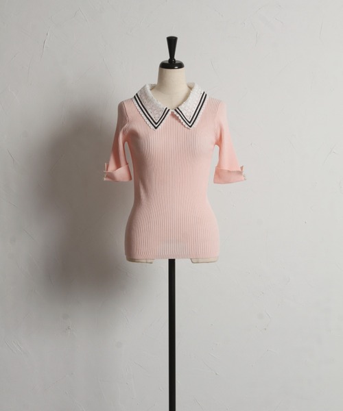 「tocco closet」 半袖ニット M ブラック レディース_画像2