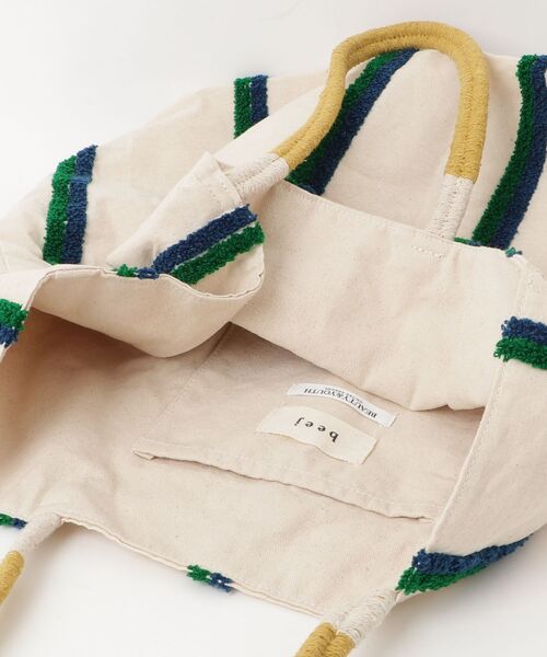 「BEAUTY&YOUTH UNITED ARROWS」 ボーダー柄トートバッグ「beejコラボ」 - ベージュ レディース_画像4