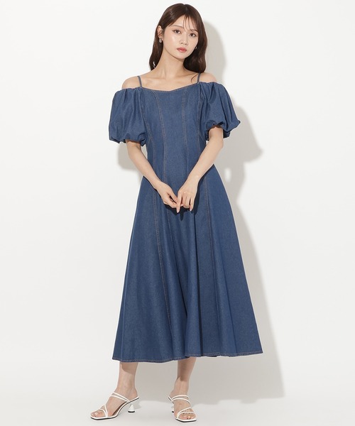 アンドクチュール　ワンピ AND COUTURE（アンドクチュール） ワンピース 半袖 2WAYライトデニム