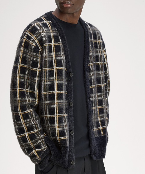 フレッドペリー FRED PERRY 長袖カーディガン チェック柄 黒グレー M FRED PERRY（フレッドペリー） カーディガン Tartan Cardigan
