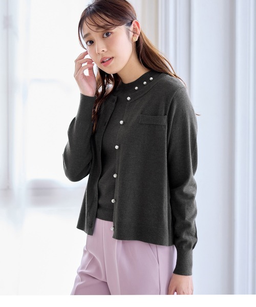 「alotta」 ニットカーディガン M チャコール レディース_画像9