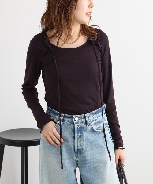 JANESMITH（ジェーンスミス） tシャツ WOOL RIB FRONT STRING PULLOVER