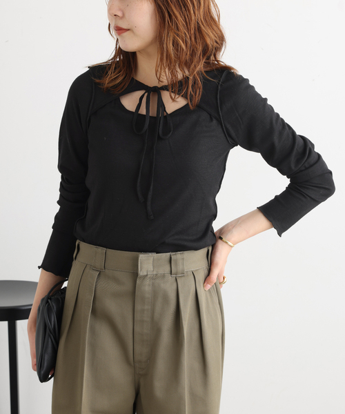 JANESMITH（ジェーンスミス） tシャツ WOOL RIB FRONT STRING PULLOVER