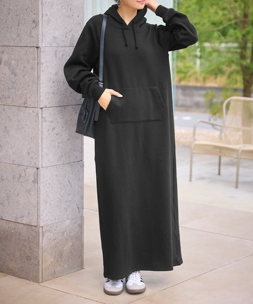KOBE LETTUCE（神戸レタス） ワンピース フード付裏起毛マキシ丈