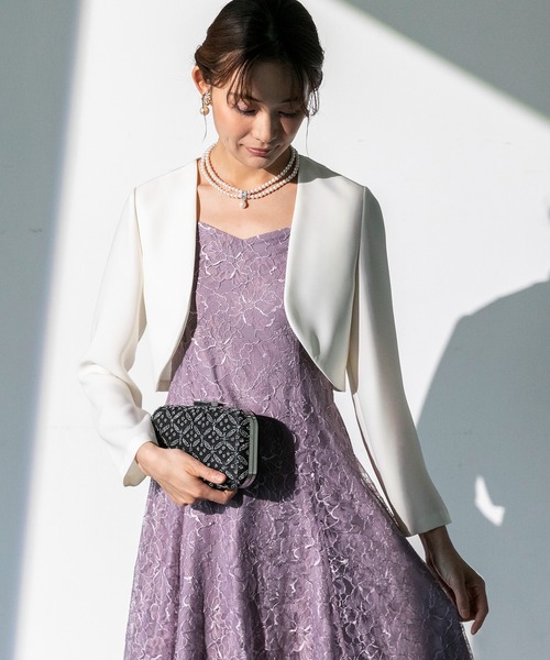 【ぽてと】結婚式　kaene ボレロ　ラメニットカーディガン(シルバー) kaene（カエン） カーディガン 「kaene」ボレロ ジャケット /結婚式