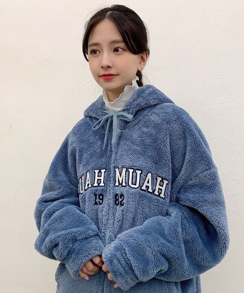 muahmuah」 ジップアップパーカー FREE ブルー レディース : ZOZOTOWN