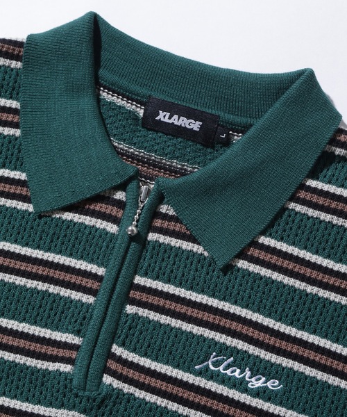 大人気 XLARGE STRIPED MESH KNIT POLO SHIRT 暑い季節でも快適 XLARGE ポロシャツ STRIPED MESH KNIT POLO SHIRT メンズ