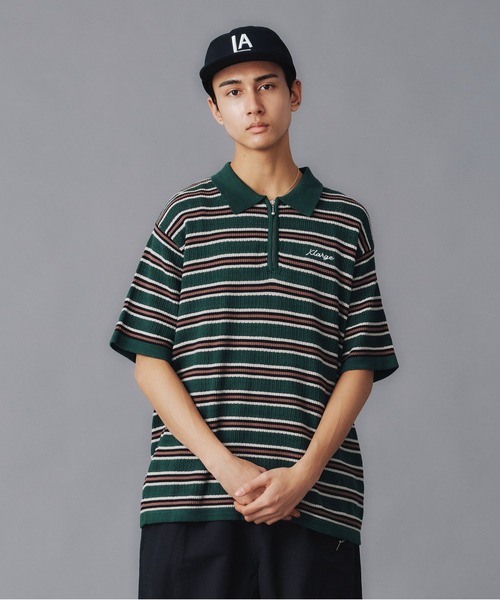 XLARGE ブラック ジップアップメッシュポロシャツ XLサイズ 7-seven-230406xl-r2.jpg