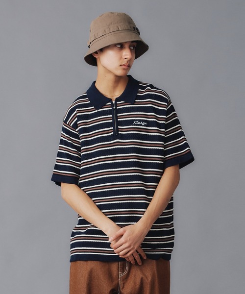 大人気 XLARGE STRIPED MESH KNIT POLO SHIRT 暑い季節でも快適 XLARGE ポロシャツ STRIPED MESH KNIT POLO SHIRT メンズ