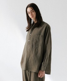 シャツ ルーズシルエット バンドカラー リネン スキッパーシャツ / ロングシーズン着用可能 / セットアップ対応 メンズ｜ZOZOTOWN Yahoo!店