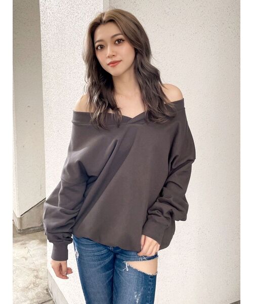 トレーナー スウェット GYDALMATIAN Vネックスウェットトップス レディース GYDA トレーナー スウェット GYDALMATIAN Vネックスウェット