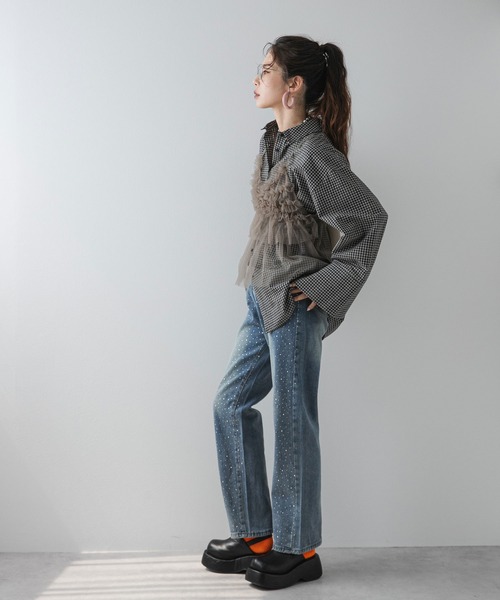 MET＊ 新品　27 迷彩デニムパンツ ビーズ装飾付き MET＊ 新品 27 迷彩デニムパンツ ビーズ装飾付き ☆【 4size