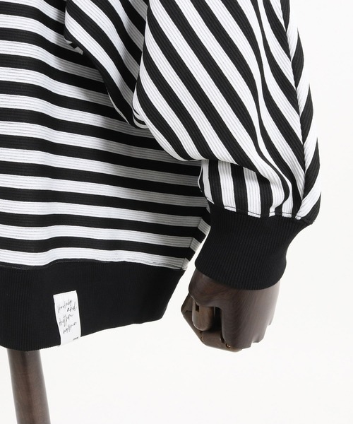 GLIMCLAP tシャツ mlt4862- Ripple border dolman sleeve ＆ oversized 