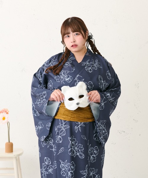 Louiosy 浴衣 「大きいサイズ」花柄浴衣セット レディース
