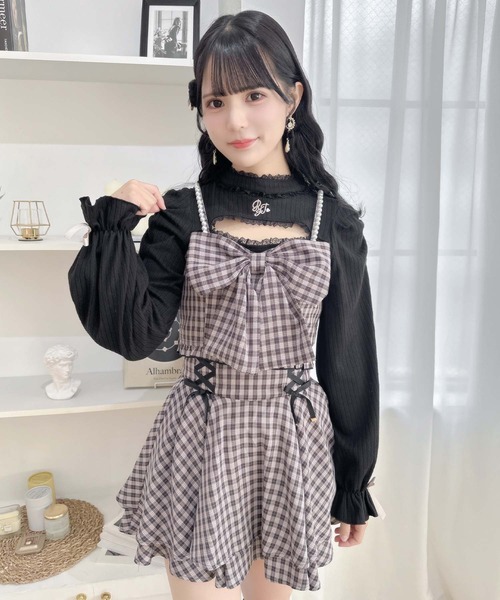 オープニング 大放出セール ROJITA キャミソール 「セットアップ対応」BIGリボンビスチェ トップス