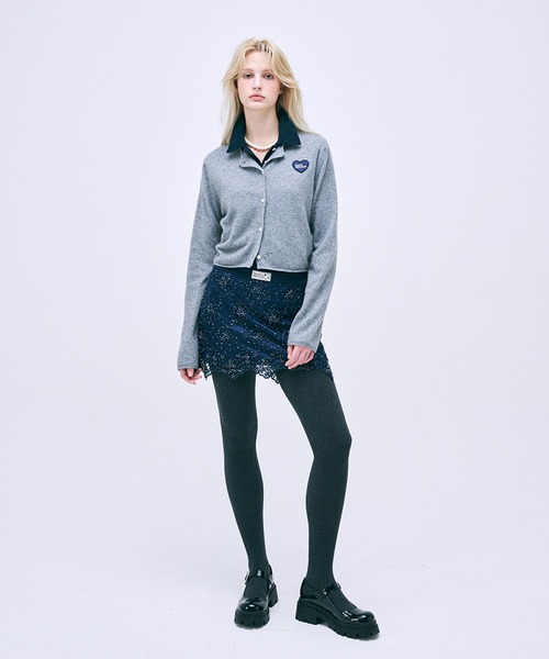 トップス mardi BLENDED CROPPED CARDIGAN HEART Mardi Mercredi カーディガン RACCOON BLENDED CROPPED CARDIGAN