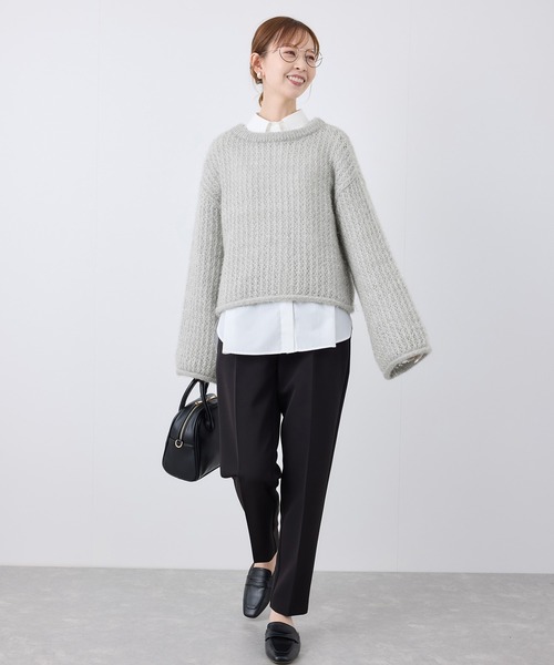 リジェール アパルトモン PIMA ニット セーター メッシュ CLEL】Watermark Knitting Loose Mesh Knit /透かし編み ルーズ