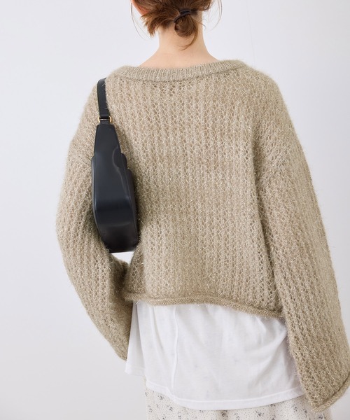 【emur/エミュール】フェザーラメメッシュ編みニット セール】【emur/エミュール】フェザーラメメッシュ編みニット