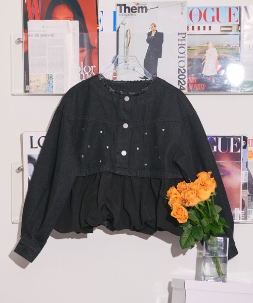 heart denim peplum tops/ハートデニムペプラムトップス レディース