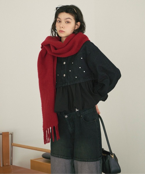 【loin nuit】ハートデニムペプラムトップス loin nuit heart denim peplum tops/ハートデニムペプラム