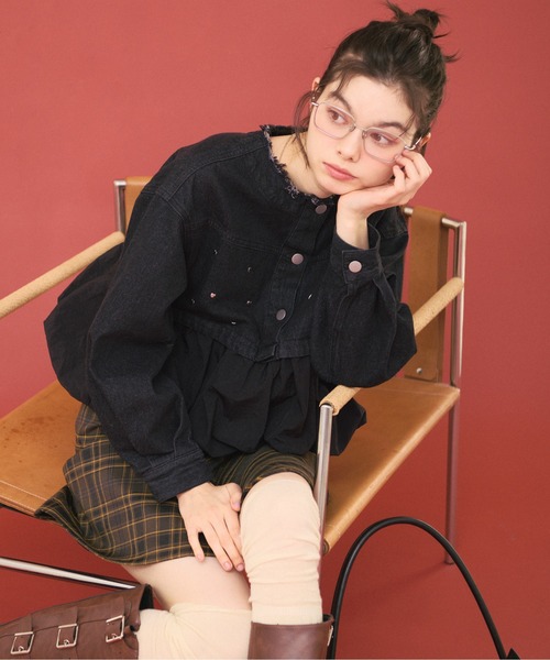loin nuit heart denim peplum tops/ハートデニムペプラム