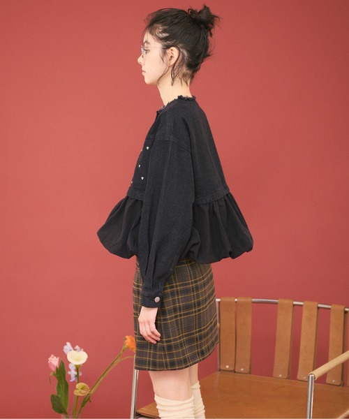 heart denim peplum tops/ハートデニムペプラムトップス レディース セール】heart denim peplum tops/ハートデニムペプラムトップス