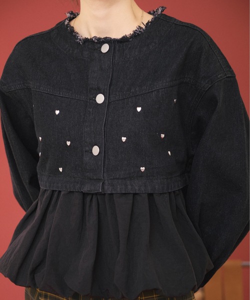 heart denim peplum tops/ハートデニムペプラムトップス レディース セール】heart denim peplum tops/ハートデニムペプラムトップス