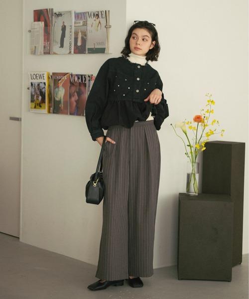 【loin nuit】ハートデニムペプラムトップス loin nuit heart denim peplum tops/ハートデニムペプラム