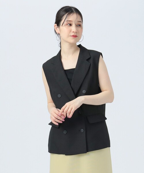 ベスト ジレ バスケット織り テーラーベスト レディース