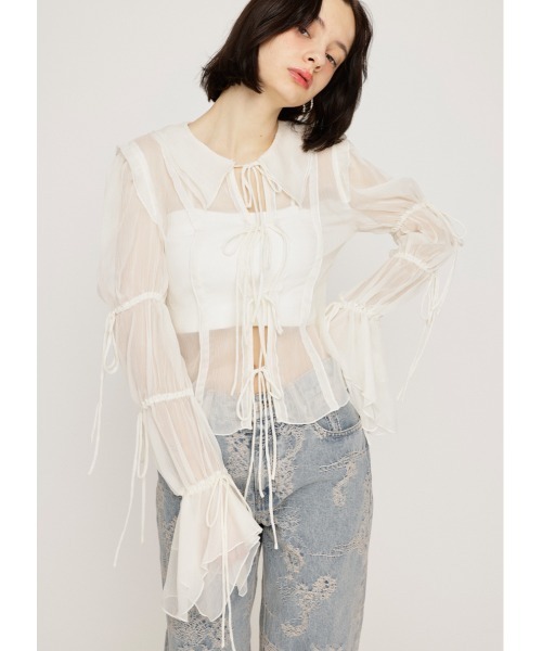 ブラウス シャツ BLEEDING SHEER DUMPLING BL ブリーディング シアー ダンプリング ブラウス レディース SLY ブラウス シャツ BLEEDING SHEER DUMPLING BL