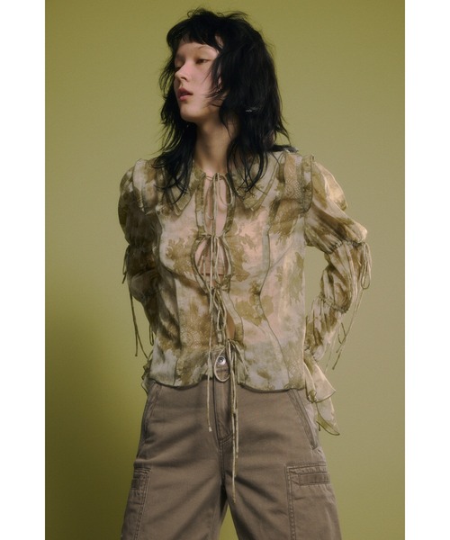 SLY  DUMPLING LACY トップス アイボリー スライ ブラウス SLY（スライ） ブラウス シャツ BLEEDING SHEER DUMPLING BL