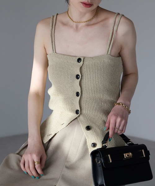 knit bra【ミルク】ニットビスチェ ニットブラ each alchemist フロントボタンサマーニットビスチェ レディース