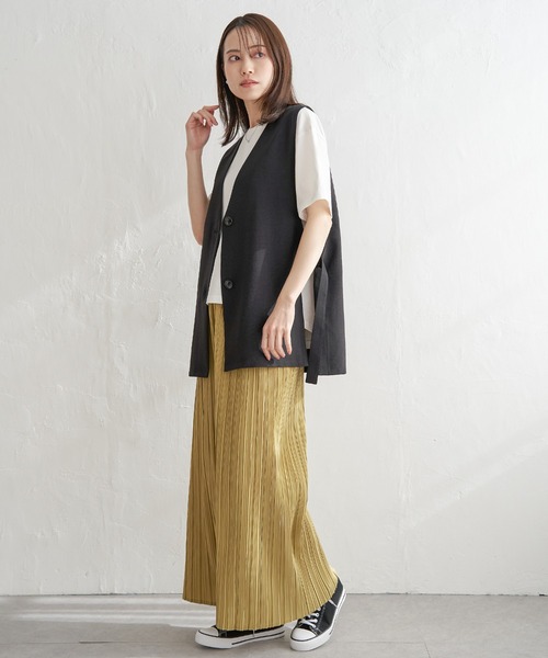 未使用級 プラージュ 24AW ベスト ジレ スキッパー サイドスリット 未使用級 プラージュ 24AW ベスト ジレ スキッパー サイド