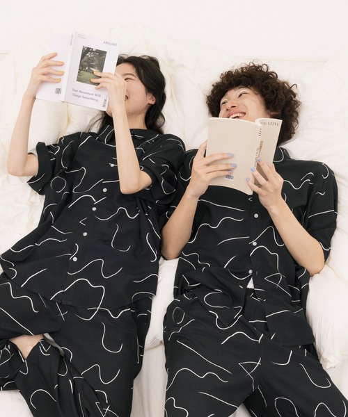 ルームウェア・パジャマ ERES Women Lounge Wear 60845C 1001 Black sleeq home パジャマ ルームウェア 夜空でお絵描きパジャマ