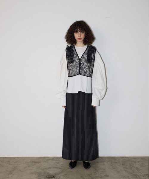 AIC. ベスト ジレ 2WAYチュールフリルレースベスト レディース