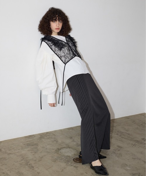 AIC. ベスト ジレ 2WAYチュールフリルレースベスト レディース