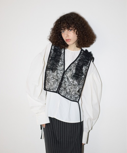 AIC. ベスト ジレ 2WAYチュールフリルレースベスト レディース